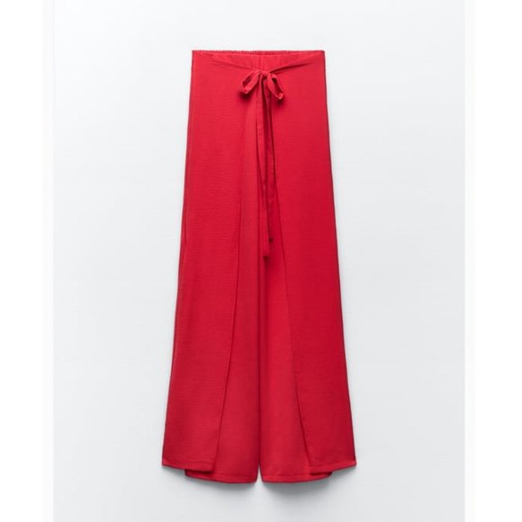 BLOGGER'S FAVE! Zara 2 Piece Red Pants And Wrap Top Set NWT - Picture 13 of 16